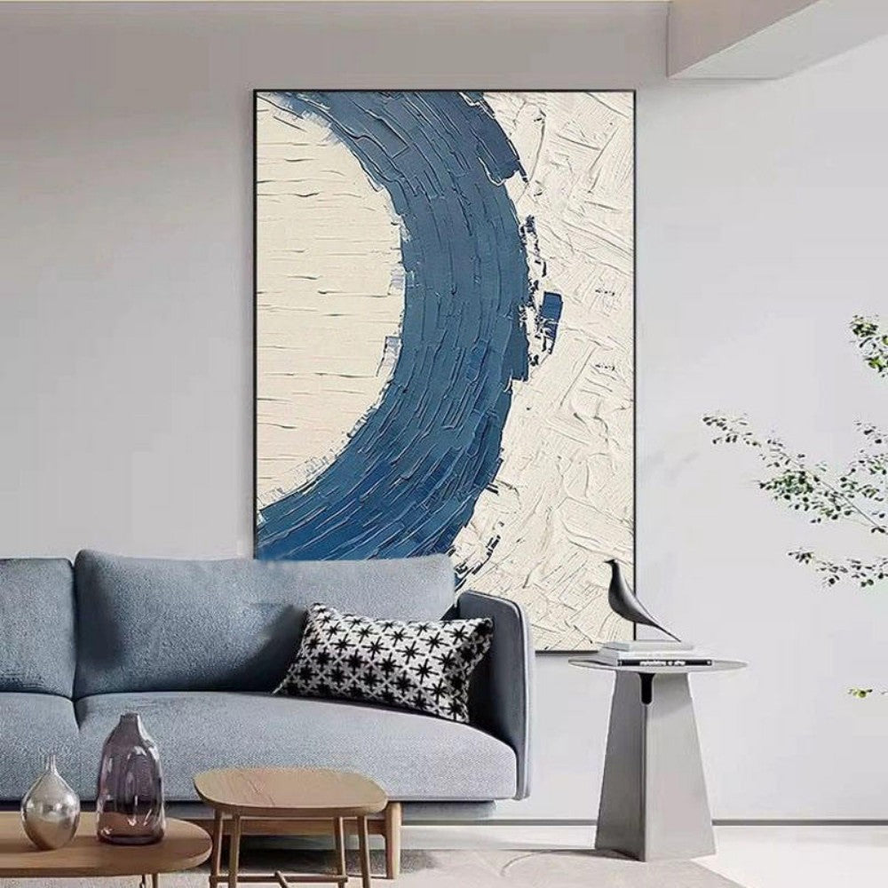 Abstract Blue Textured Paintings Handpainted Oil Painting On Canvas Large Modern Western Restaurant Decoration Unframed Murals Art