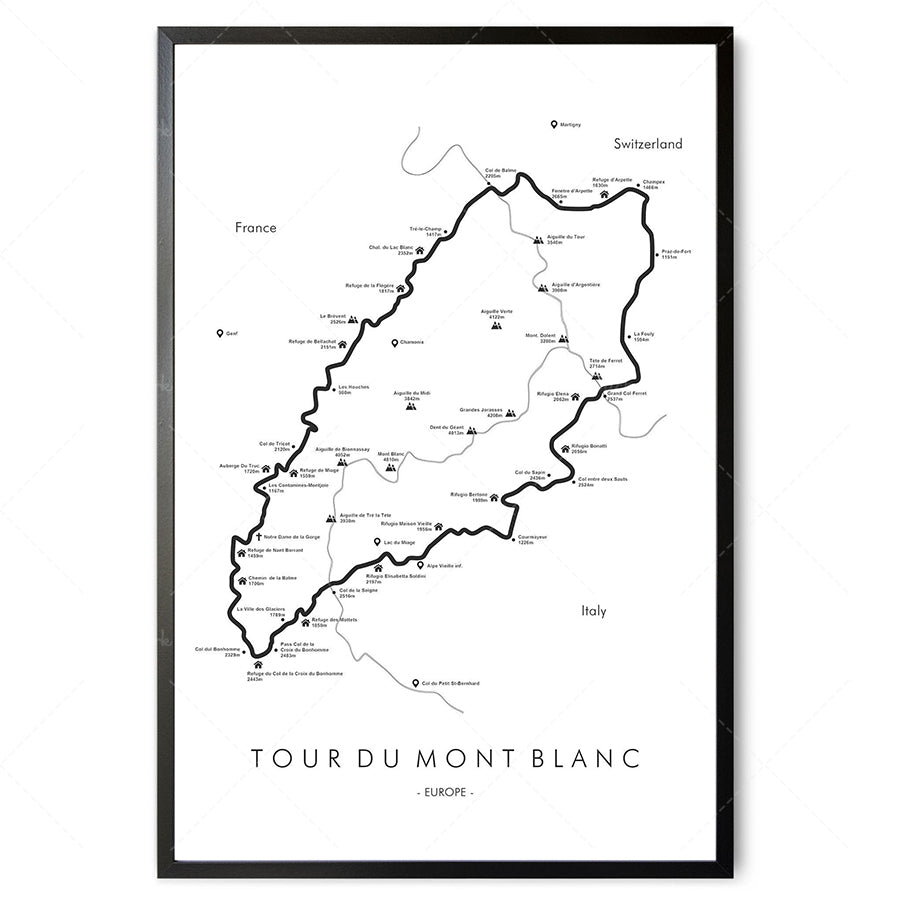 Hiking Route Map Poster Canvas Painting