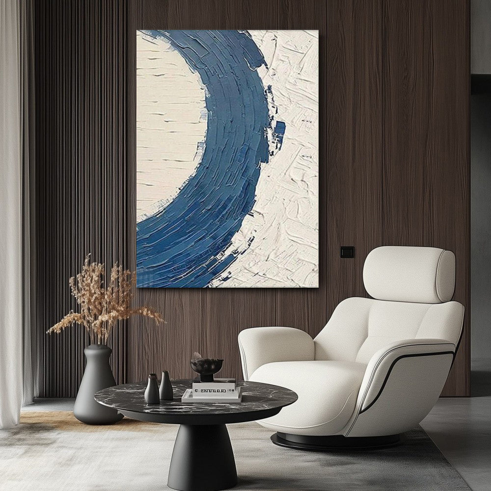 Abstract Blue Textured Paintings Handpainted Oil Painting On Canvas Large Modern Western Restaurant Decoration Unframed Murals Art