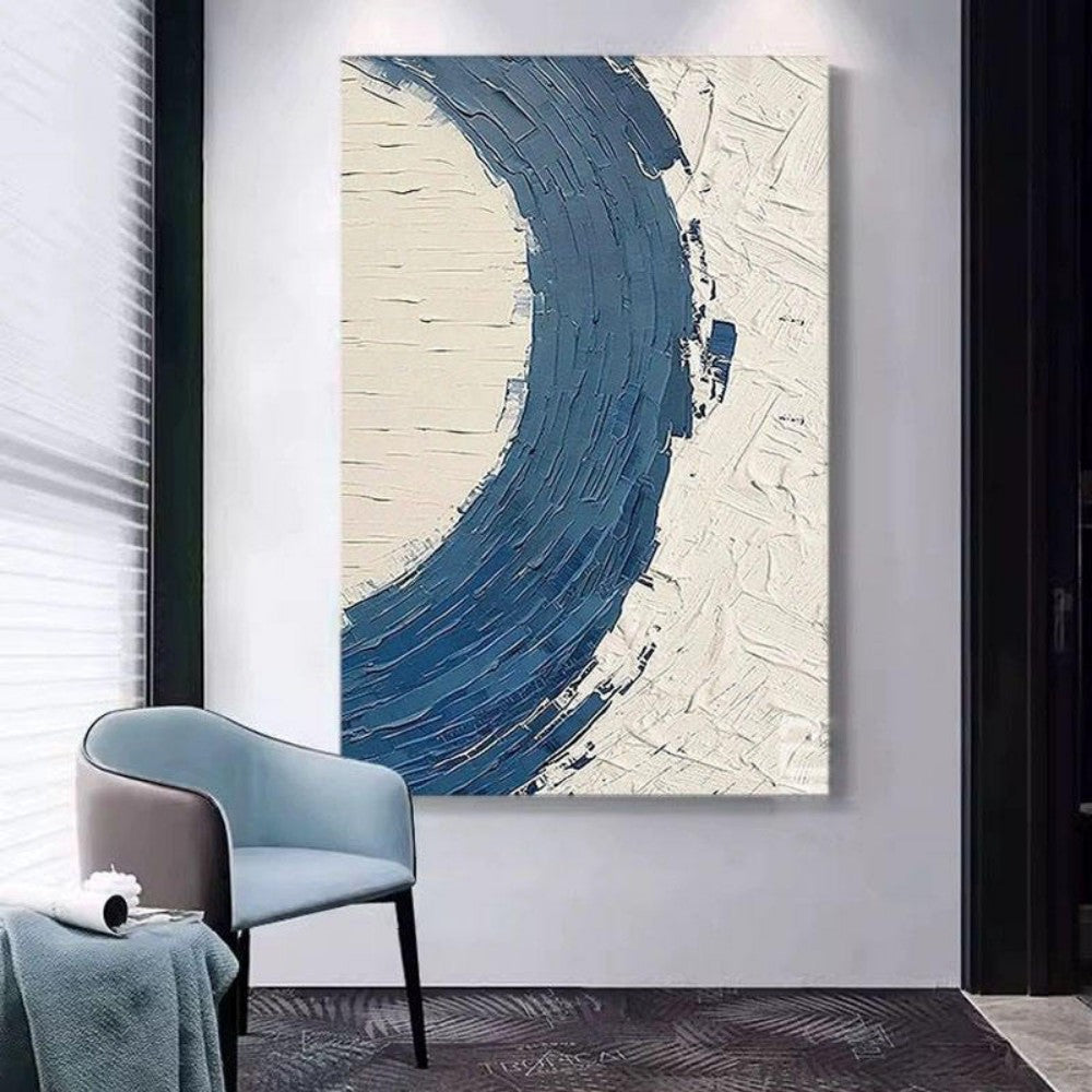 Abstract Blue Textured Paintings Handpainted Oil Painting On Canvas Large Modern Western Restaurant Decoration Unframed Murals Art