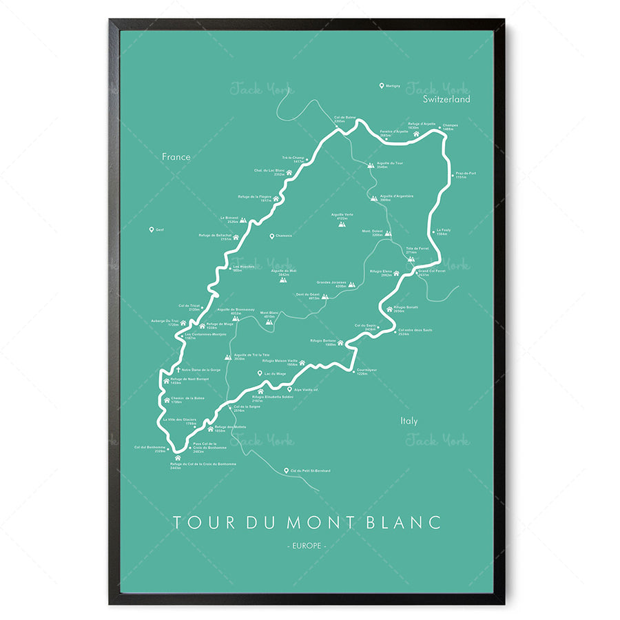 Hiking Route Map Poster Canvas Painting