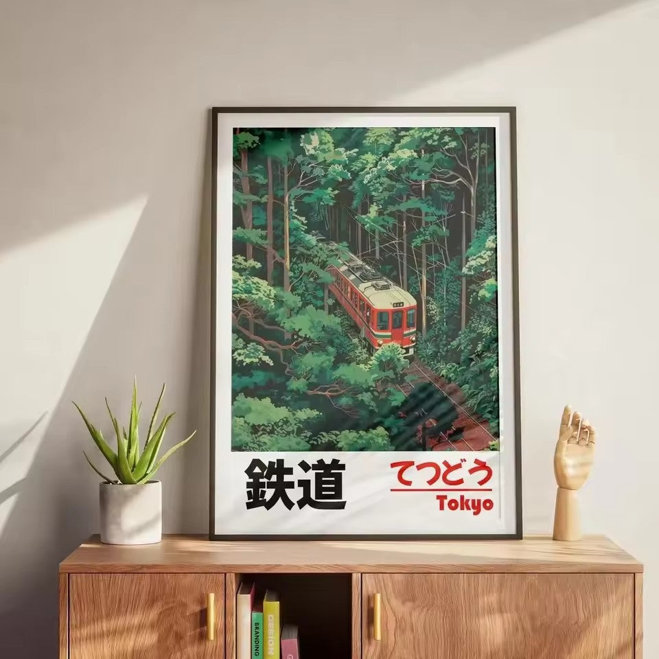 Retro Japanese Landscape Canvas Printing Railway Wall Art Poster